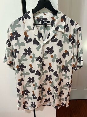 PAIGE Short Sleeve Camp Collar Shirt in Silk like Material